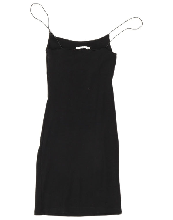 Zara Γυναικείο Slip Dress UK 8 Μικρό μαύρο βαμβακερό