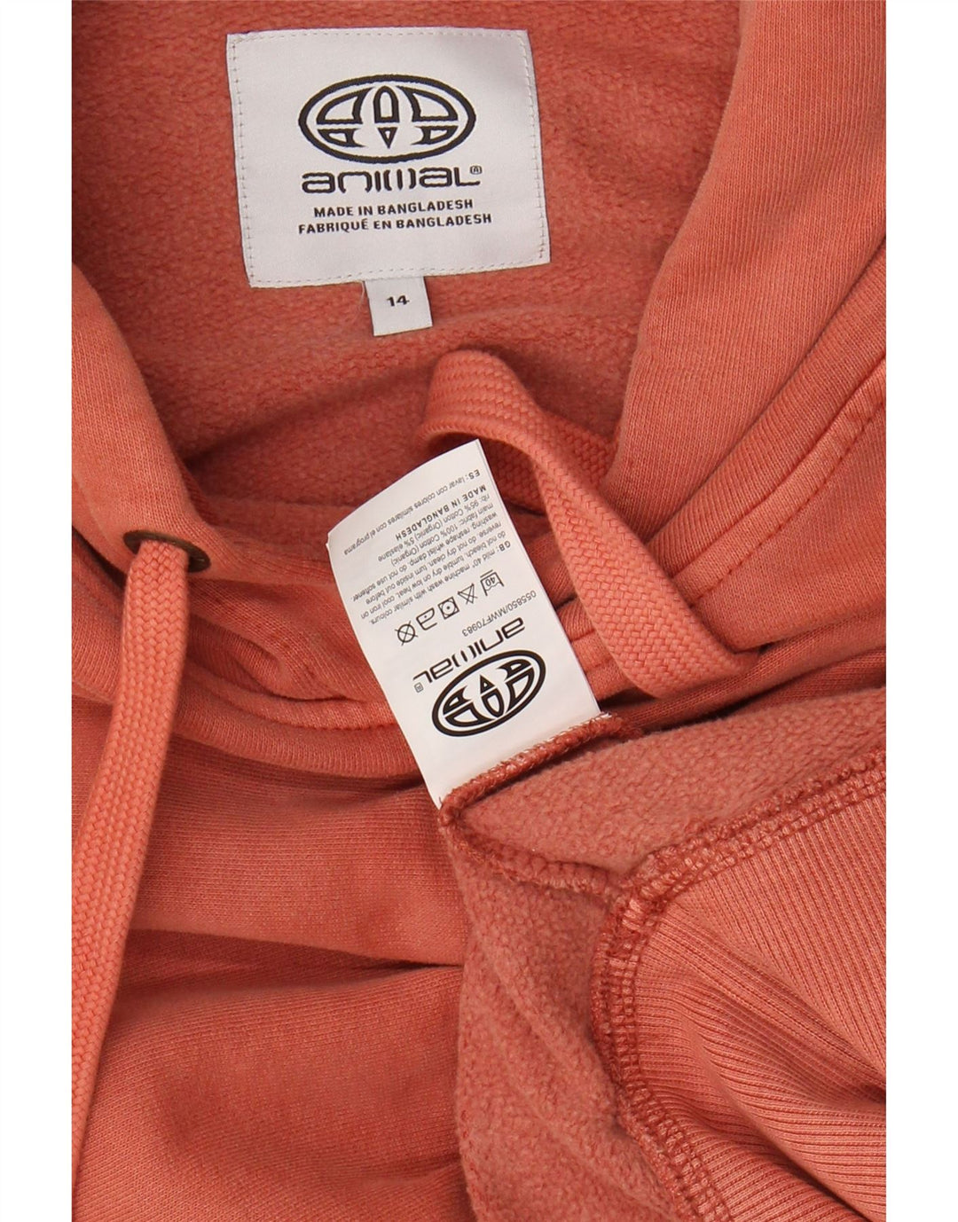 ANIMAL Γυναικείο γραφικό υπερμεγέθη κουκούλα UK 14 μεγάλο ροζ βαμβακερό