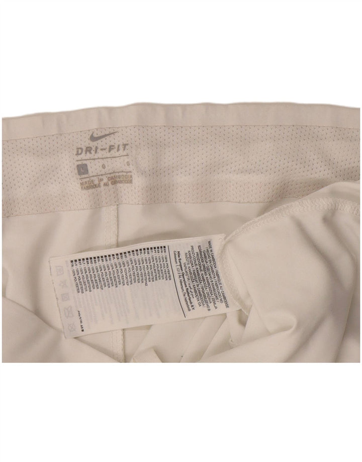 Γυναικείο αθλητικό σορτς Nike Dri Fit UK 16 μεγάλο λευκό πολυεστέρα