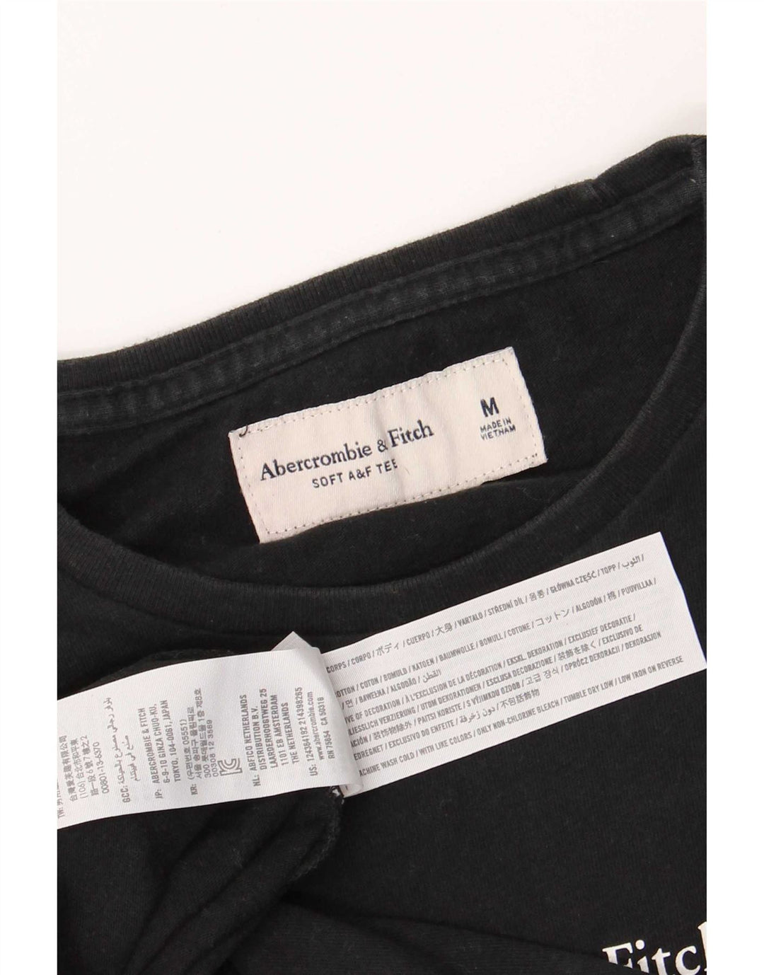 Ανδρικό γραφικό τοπ Abercrombie & Fitch με μακρυμάνικο μεσαίο μαύρο βαμβακερό