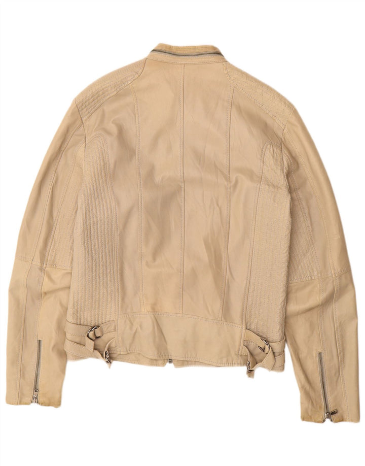 Vintage Γυναικείο Δερμάτινο Μπουφάν UK 16 Large Beige Leather