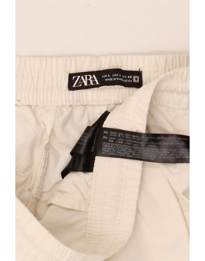 Ανδρικό σορτς ZARA Cargo μεγάλο W32 Λευκό βαμβακερό