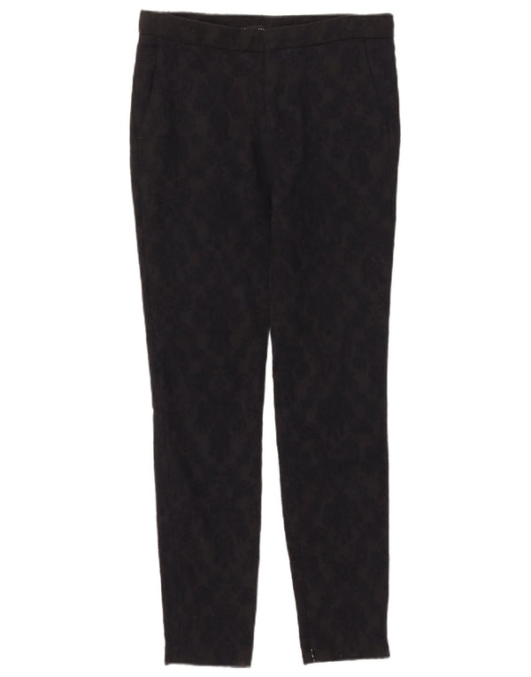 Zara Γυναικείο Slim Chino Παντελόνι XS W24 L28 Μαύρο φλοράλ βαμβακερό