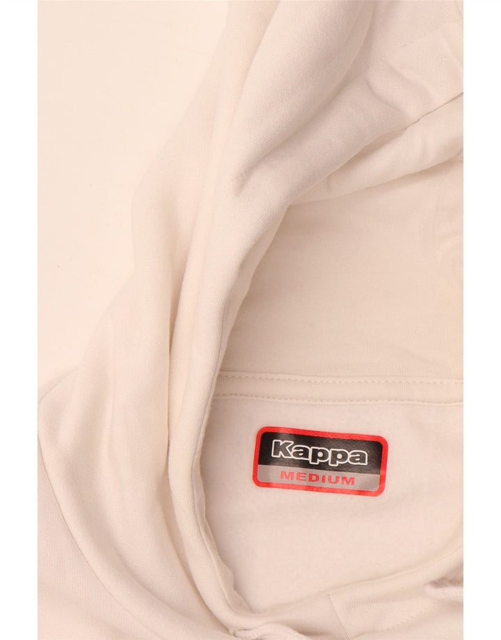 KAPPA Mens Graphic Hoodie Jumper Medium White Colourblock Cotton