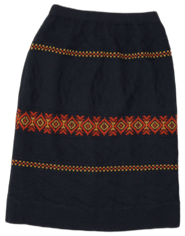 Vintage Γυναικεία Midi Φούστα W28 Medium Navy Blue Argyle/Diamond