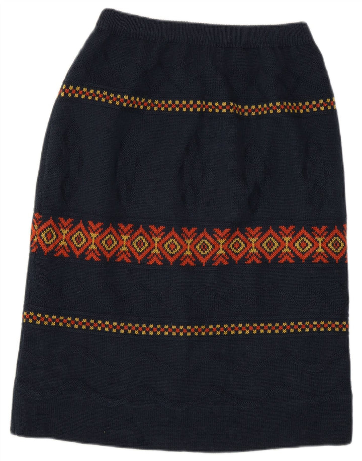 Vintage Γυναικεία Midi Φούστα W28 Medium Navy Blue Argyle/Diamond