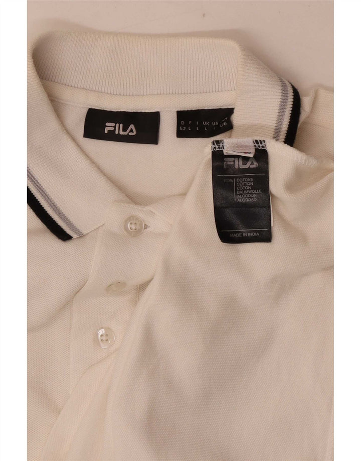 Ανδρικό πουκάμισο πόλο Fila μεγάλο λευκό βαμβακερό