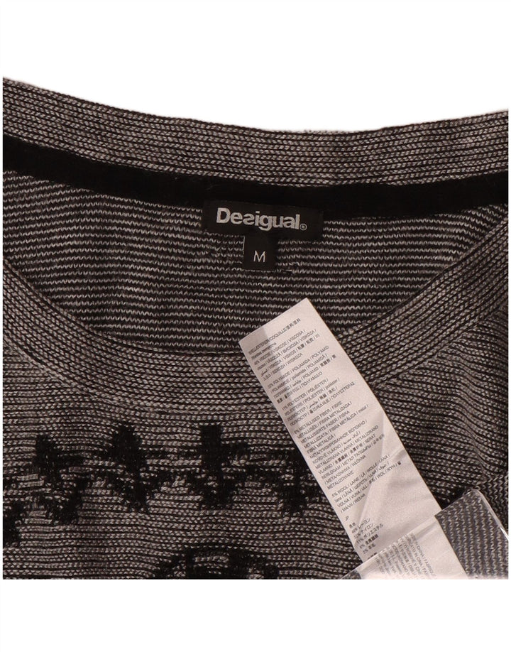 Desigual Γυναικείο γραφικό τοπ μακρυμάνικο UK 14 Medium Grey Paisley