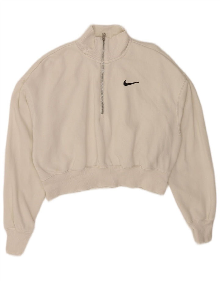 Nike γυναικεία φούτερ με φερμουάρ με λαιμόκοψη μεγάλου μεγέθους UK 10 Small White