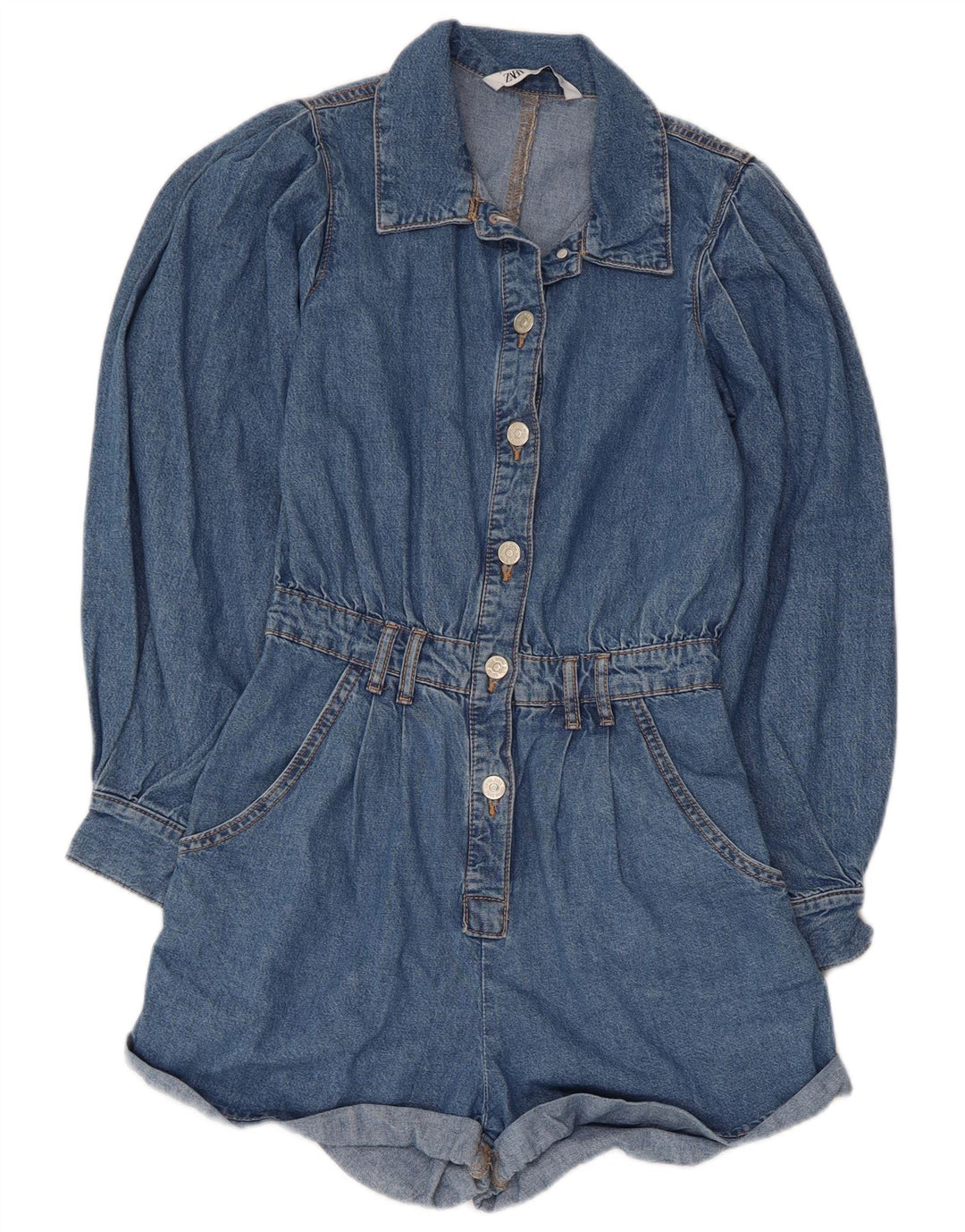 Zara Γυναικείο Τζιν Playsuit UK 4 XS Μπλε βαμβακερό