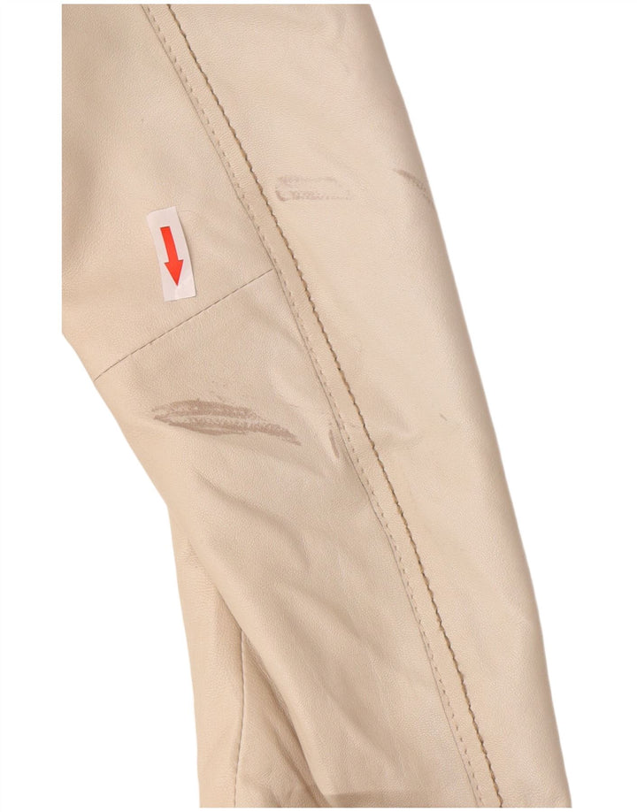 Vintage Γυναικείο Crop Δερμάτινο Σακάκι Μπλέιζερ UK 8 Small Beige