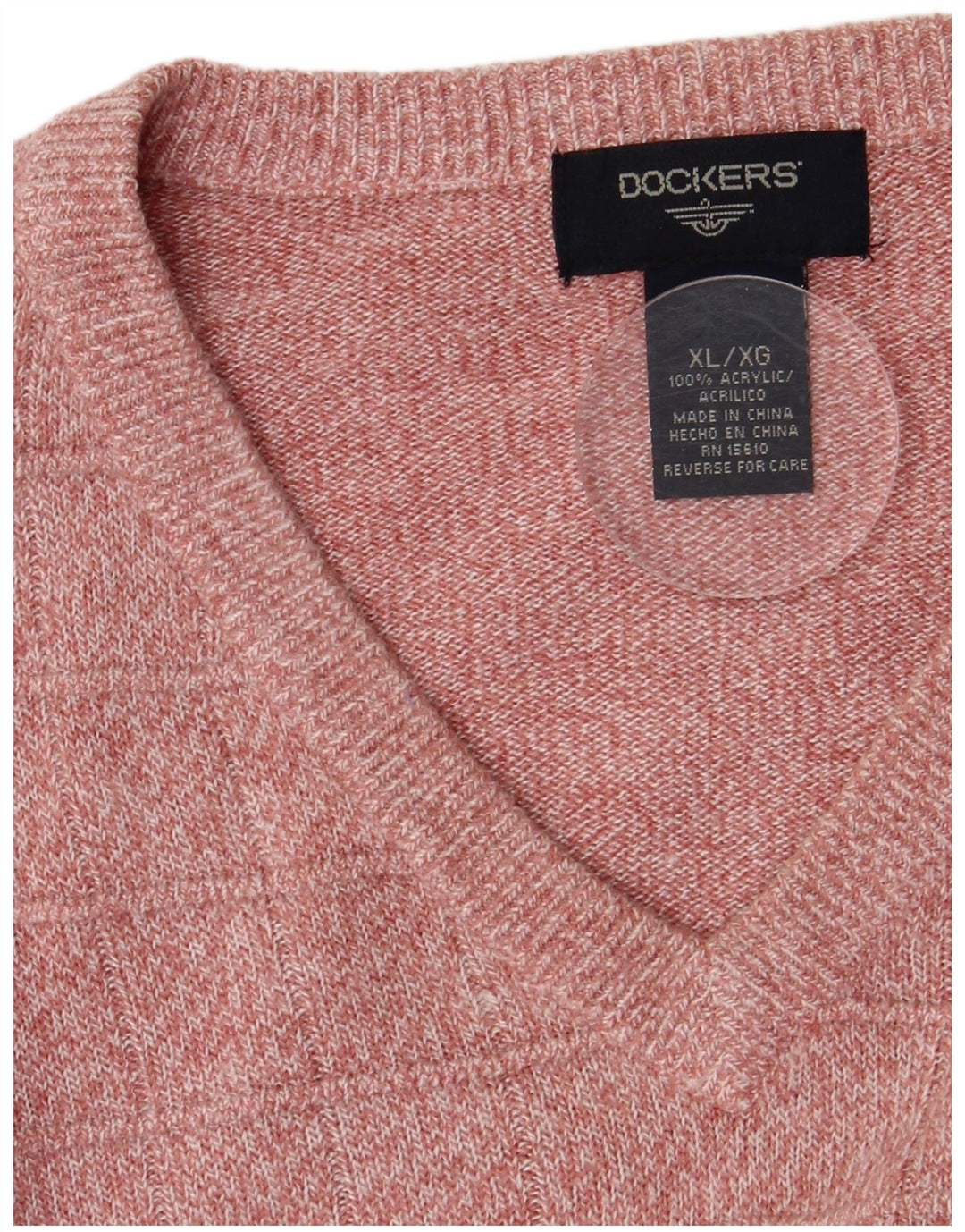 Dockers Ανδρικό πουλόβερ με λαιμόκοψη με V λαιμόκοψη XL, βαμβακερό ροζ
