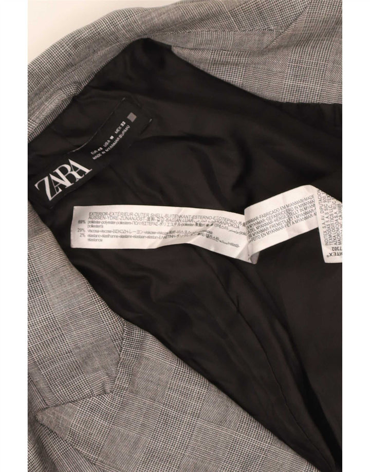 Zara Γυναικείο μπουφάν μπλέιζερ με 1 κουμπί EU 42 Large Grey Check Polyester