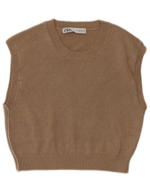 Zara Γυναικείο γιλέκο Crop Tank Top UK 12 Medium Brown