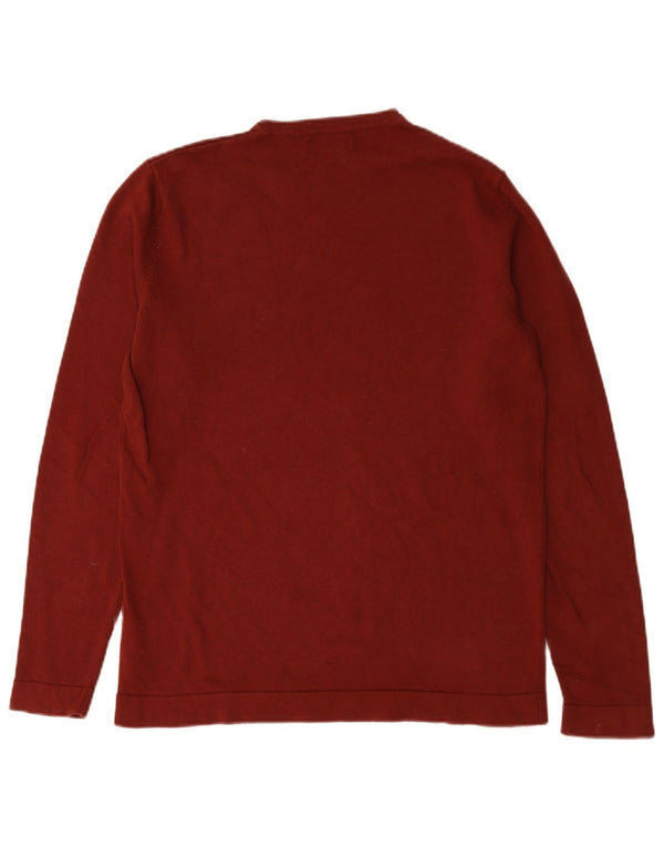 Jack & Jones Ανδρικό πουλόβερ με λαιμόκοψη, μεσαίο κόκκινο βαμβακερό