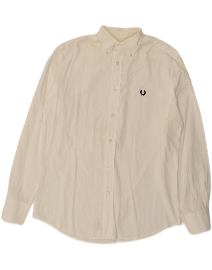 Ανδρικό πουκάμισο Fred Perry, μεσαίο λευκό βαμβακερό