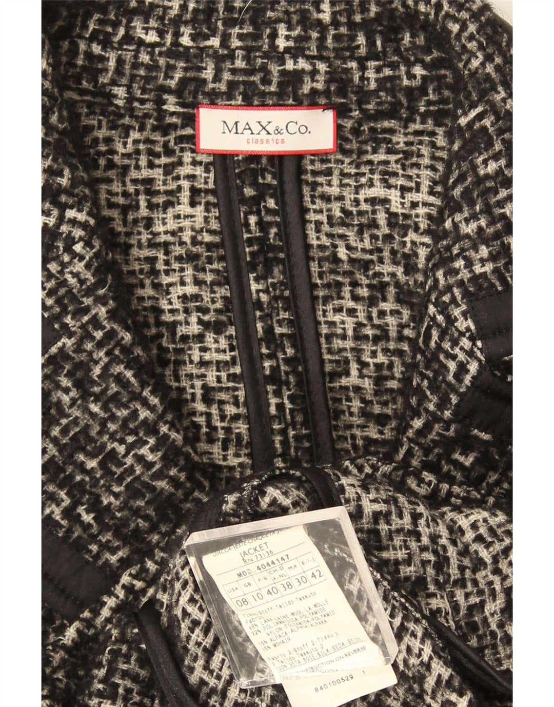 Max & Co. Γυναικείο μπουφάν σακάκι με 2 κουμπιά UK 10 Small Grey Check Wool