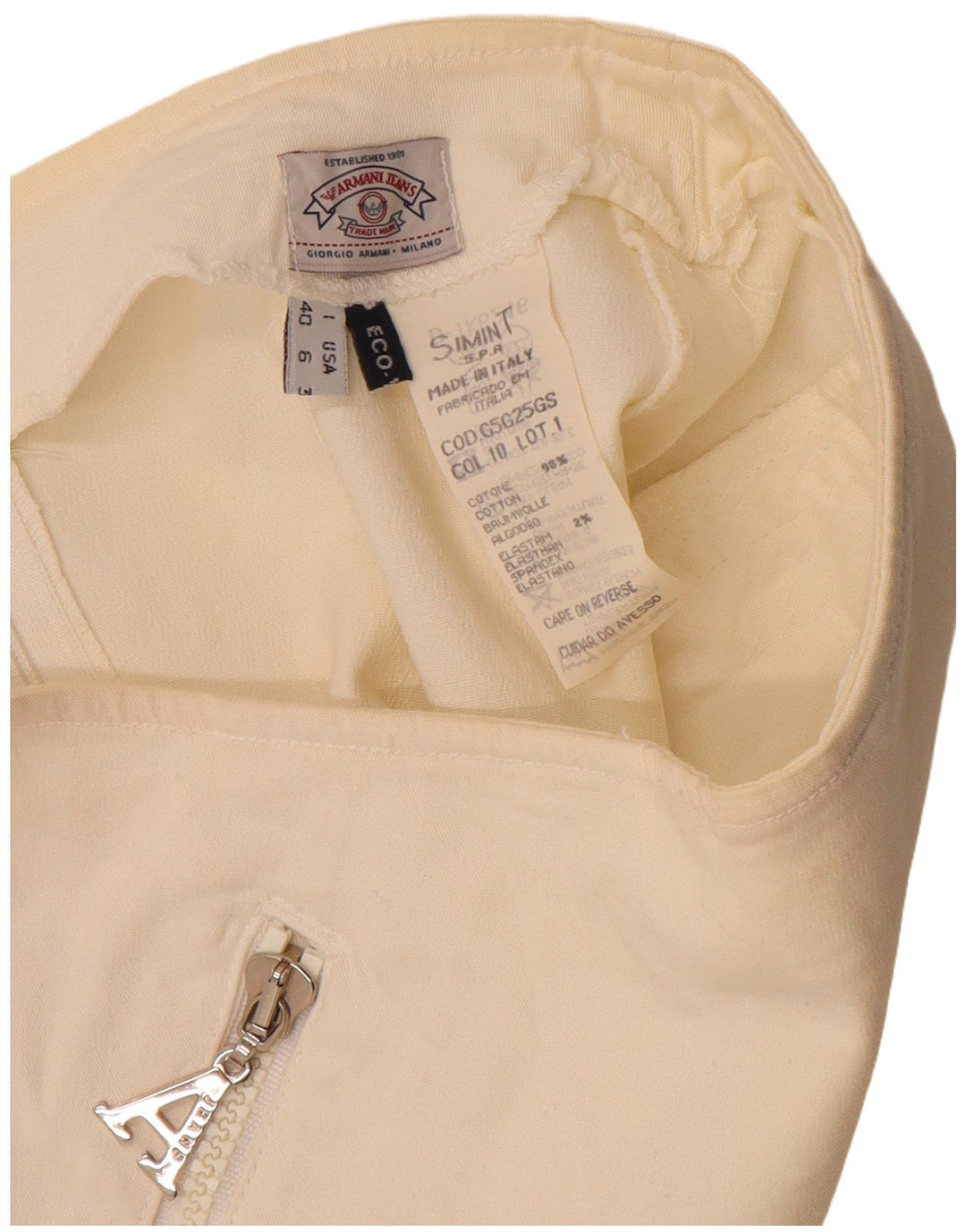 Armani Γυναικεία Ψηλόμεση Μίνι Φούστα IT 40 Small W24 Λευκή Βαμβακερή