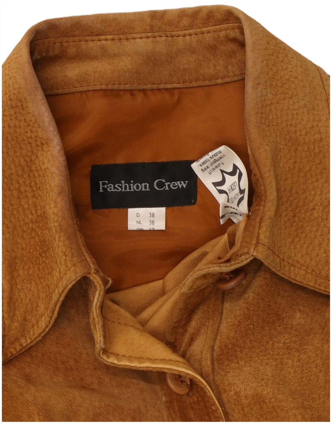 VINTAGE Γυναικείο πουκάμισο Suede UK 12 Medium Beige Leather