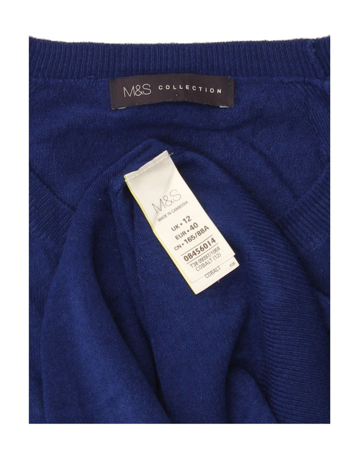 MARKS & SPENCER Womens Boat Neck Jumper Sweater UK 12 Medium Navy Blue Vintage Marks & Spencer and Second-Hand Marks & Spencer from Messina Hembry 