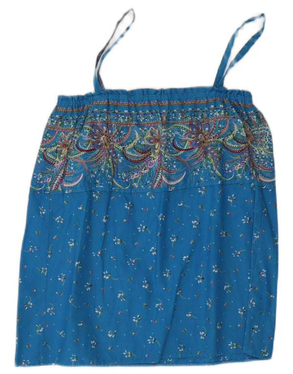 Vintage γυναικείο Cami Top UK 12 Medium Blue Floral