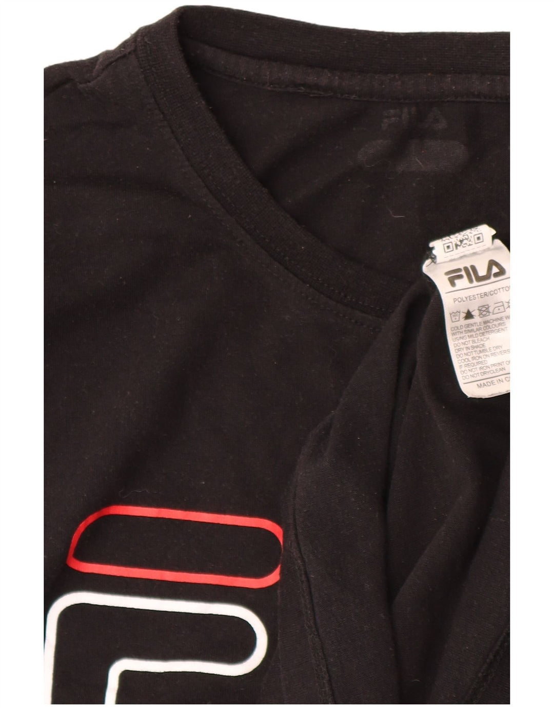 Ανδρικό γραφικό T-Shirt Fila Top Medium Μαύρο Πολυεστέρας