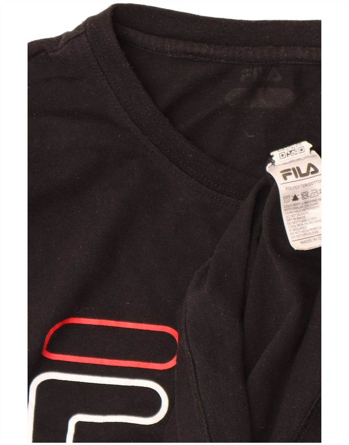 Ανδρικό γραφικό T-Shirt Fila Top Medium Μαύρο Πολυεστέρας