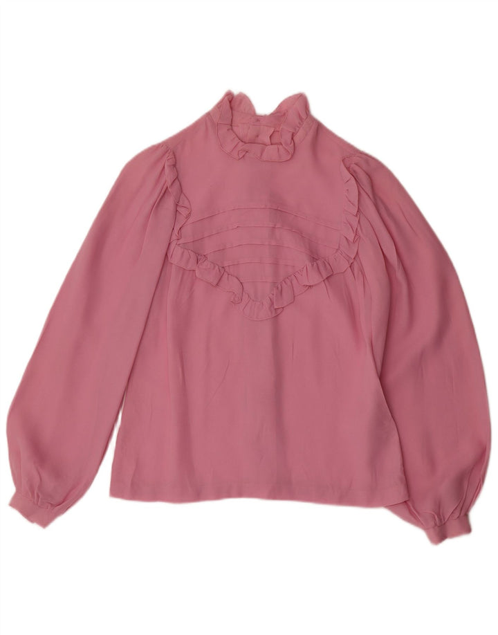 Vintage γυναικεία μακρυμάνικη μπλούζα τοπ UK 12 Medium Pink