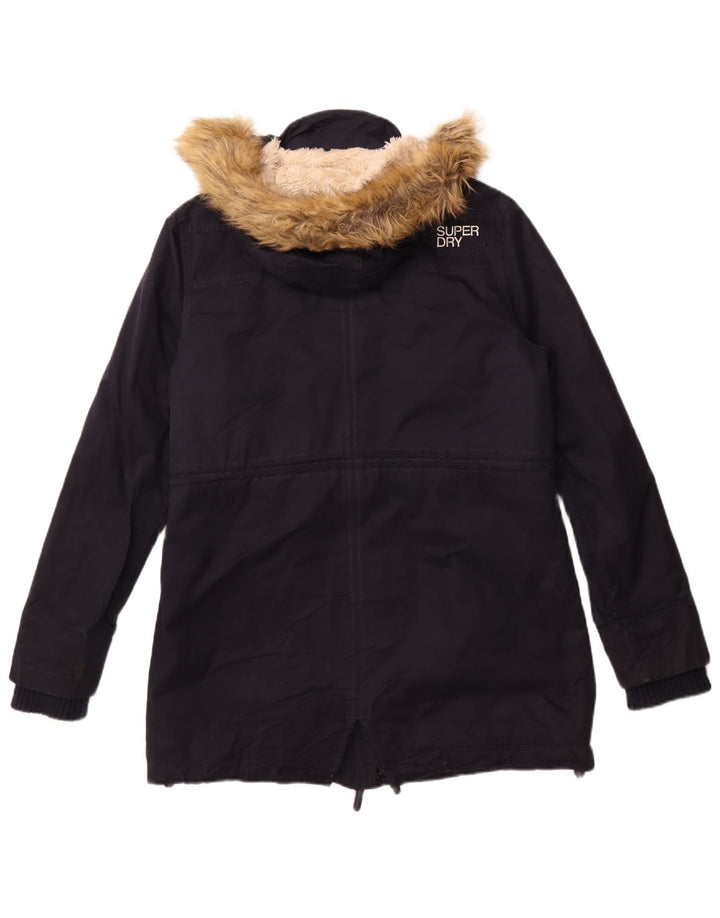 Superdry γυναικείο μπουφάν Parka με κουκούλα UK 18 XL Navy Blue Polyester