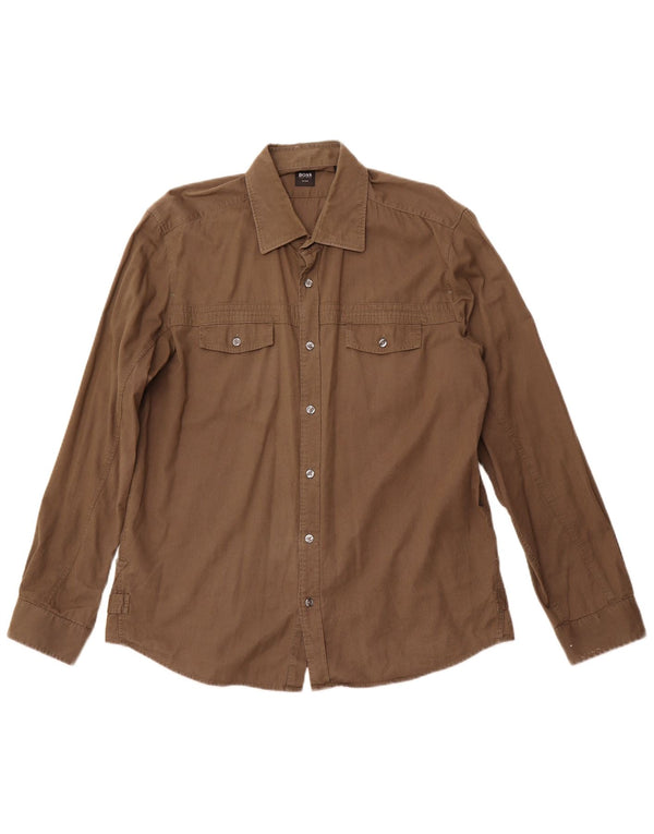 Ανδρικό πουκάμισο HUGO BOSS XL Καφέ