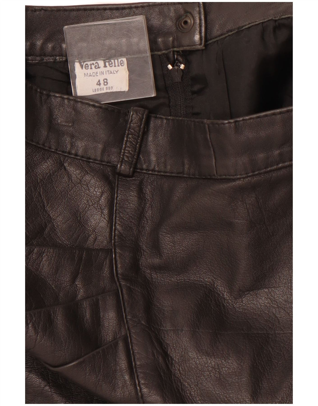 Γυναικεία Ψηλόμεση Δερμάτινη Φούστα VINTAGE IT 48 XL W28 Μαύρη Δερμάτινη