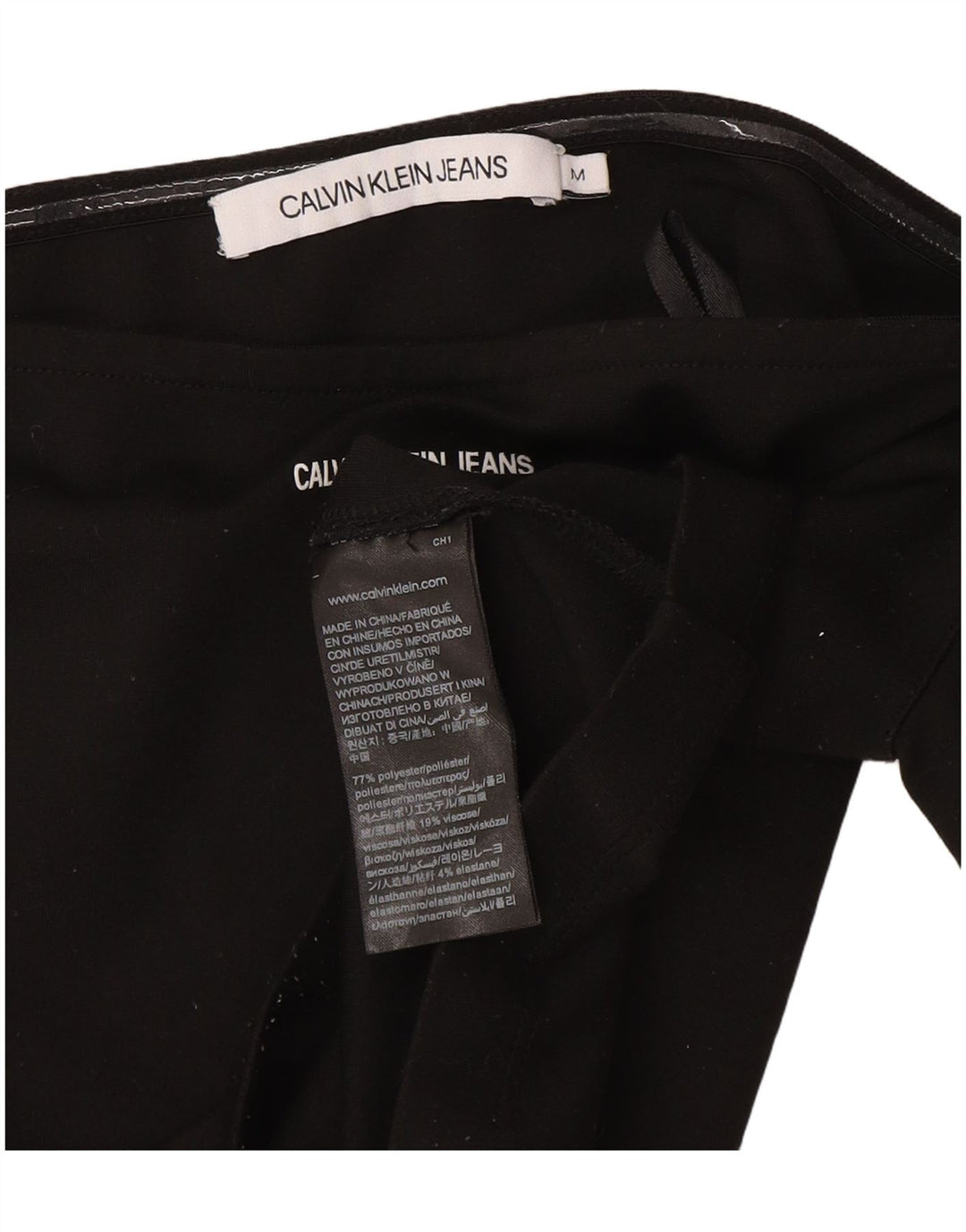 Calvin Klein Jeans Γυναικεία μπλούζα Crop Top UK 12 Medium Black Polyester
