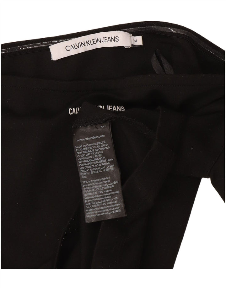 Calvin Klein Jeans Γυναικεία μπλούζα Crop Top UK 12 Medium Black Polyester