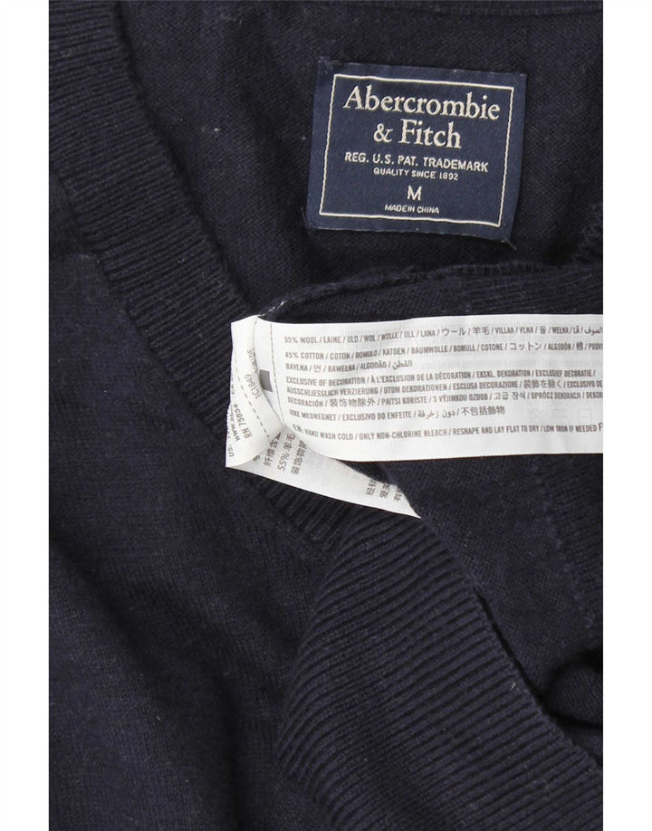 Abercrombie & Fitch Ανδρικό πουλόβερ με λαιμόκοψη με λαιμόκοψη με μεσαίο μπλε μαλλί