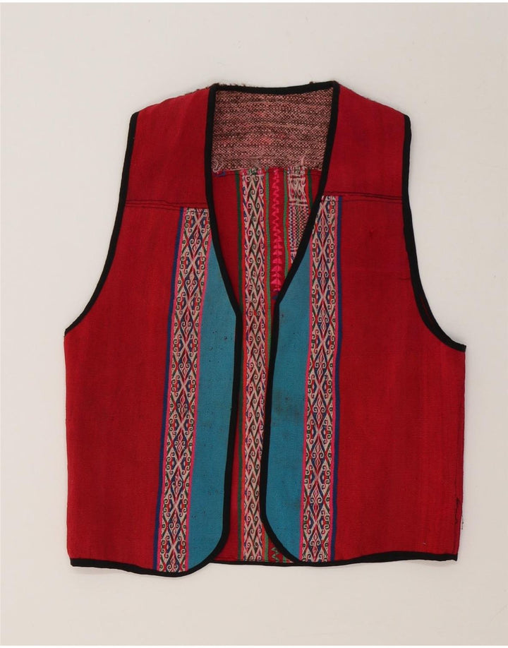 Vintage Γυναικείο Γιλέκο UK 12 Medium Red Geometric