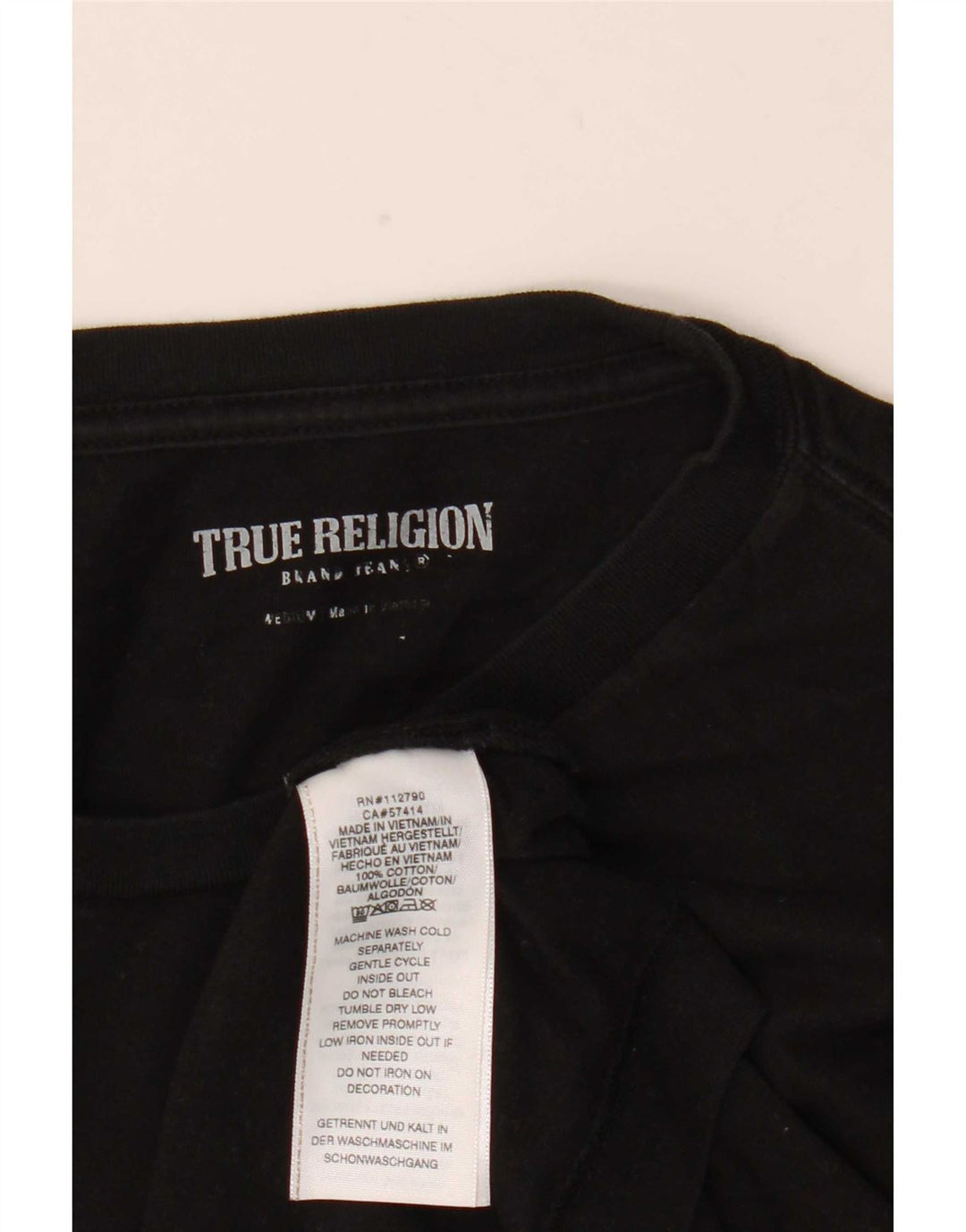 Ανδρικό γραφικό T-shirt True Religion Top Μεσαίο μαύρο βαμβακερό
