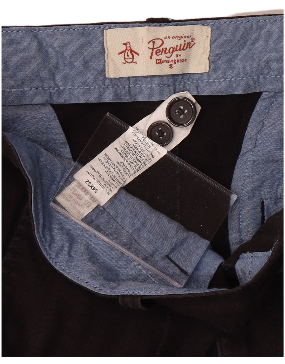 PENGUIN Ανδρικό ίσιο παντελόνι Chino W34 L32 Μαύρο βαμβακερό