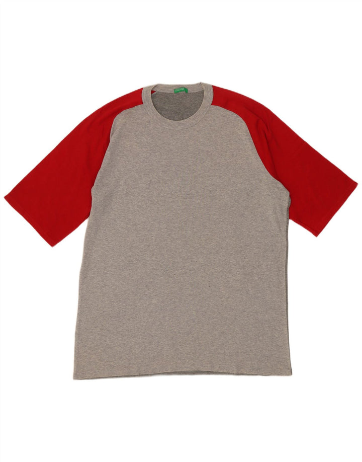 BENETTON Ανδρικό T-Shirt Top Medium Grey Colourblock