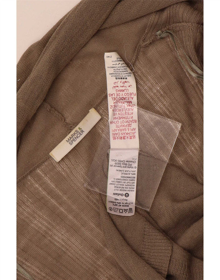 Marks & Spencer Γυναικείο Longline ανοιχτό πουλόβερ ζακέτα UK 14 Μεσαίο καφέ
