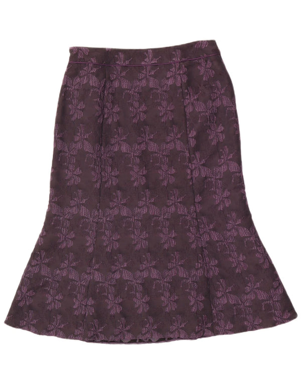 CC Γυναικεία Τρομπέτα Φούστα UK 14 Μεγάλη W30 Μωβ Floral