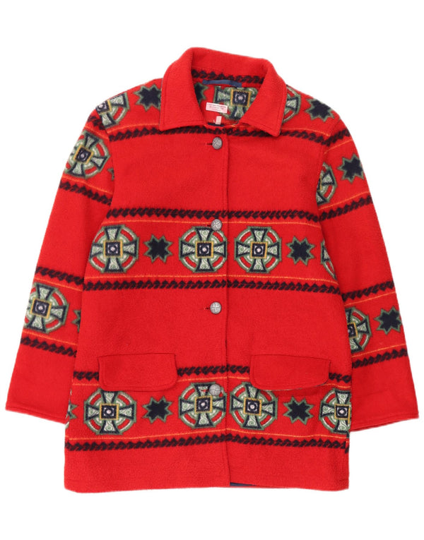 Vintage Γυναικείο Oversized Πανωφόρι UK 16 Large Red Geometric Polyester