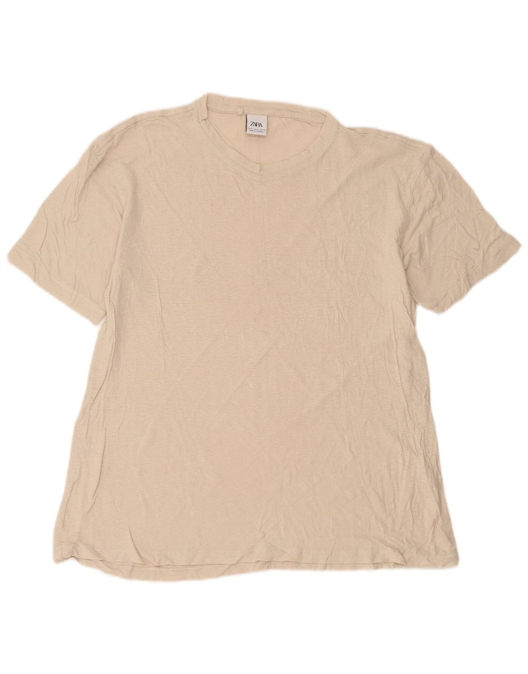 Ανδρικό T-Shirt Zara Top Medium Beige Λινό