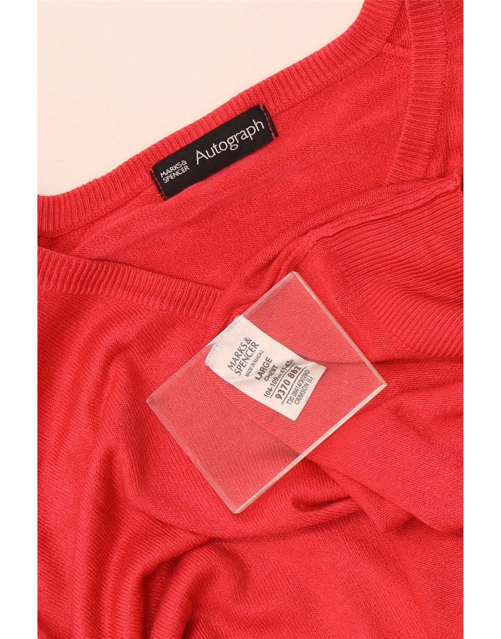 Ανδρικό πουλόβερ Marks & Spencer Autograph V-Neck Jumper Μεγάλο Κόκκινο Ακρυλικό