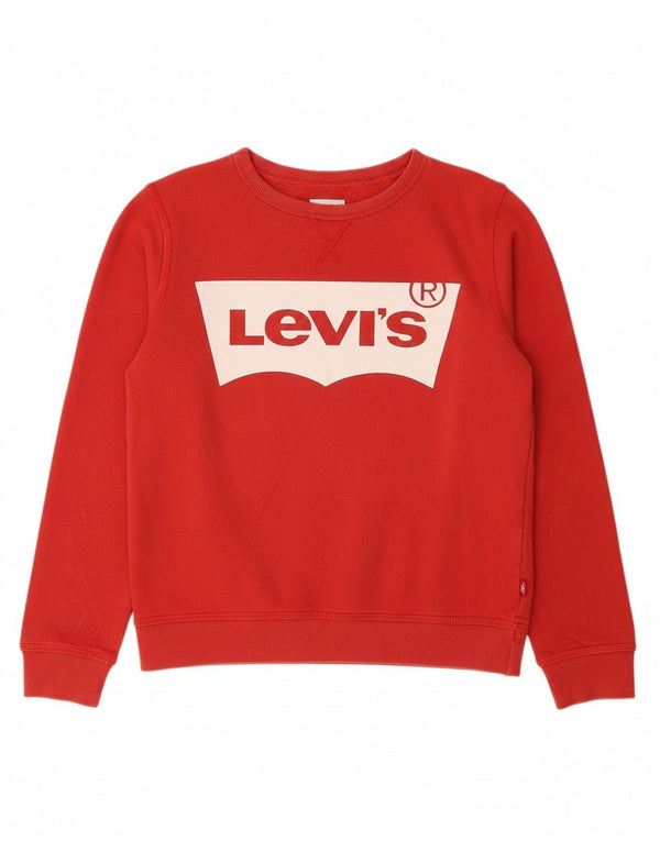 Γραφικό φούτερ LEVI'S Boys Jumper 13-14 ετών κόκκινο βαμβακερό