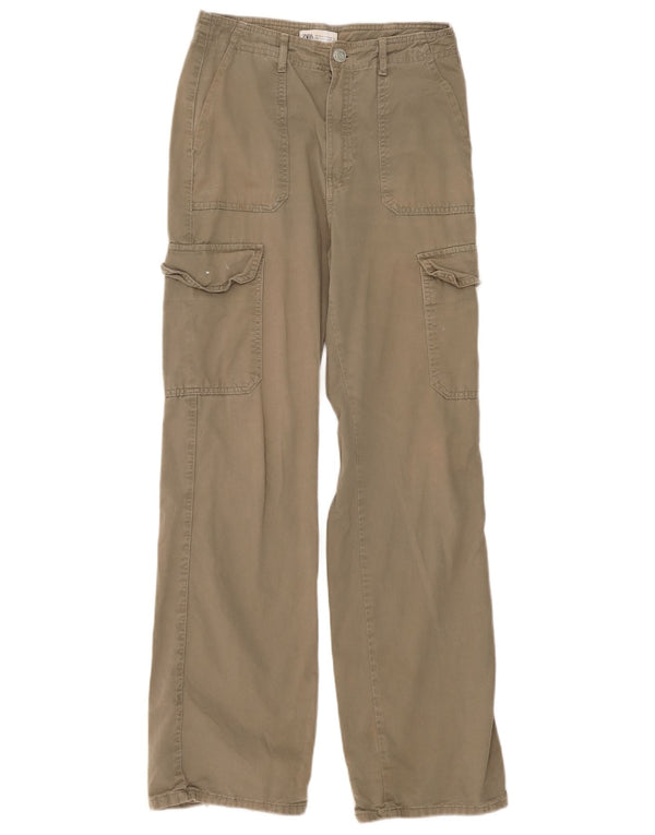 Zara Γυναικείο Παντελόνι Cargo Loose Fit EU 36 XS W26 L31 Χακί βαμβακερό