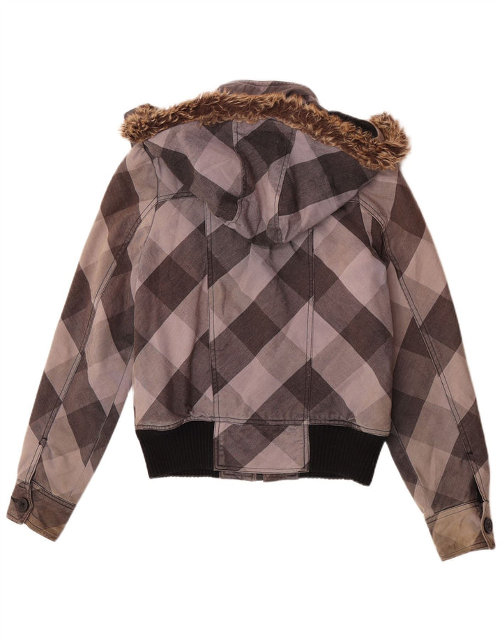 Γυναικείο Roxy Hooded Bomber Jacket UK 10 Small Grey Check Cotton