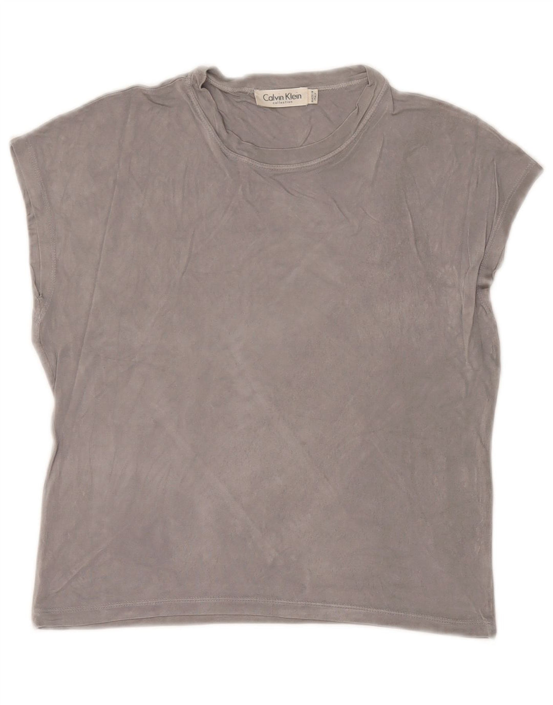 Γυναικείο T-Shirt Calvin Klein Top UK 14 Medium Grey Rayon