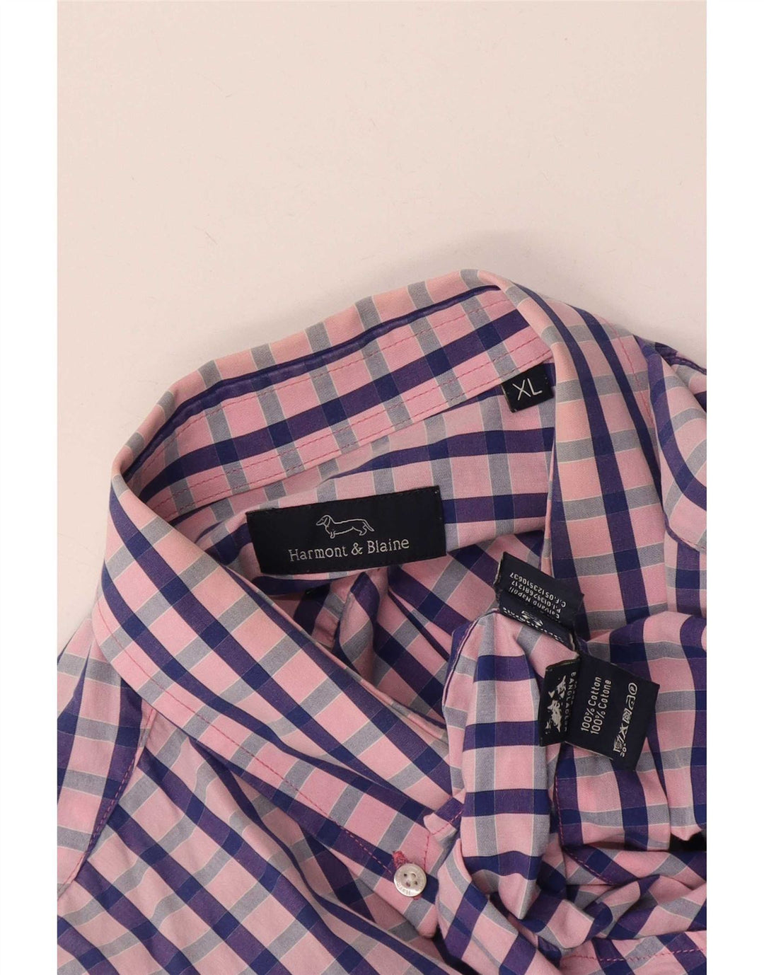 Ανδρικό πουκάμισο Harmont & Blaine XL Pink Gingham Cotton