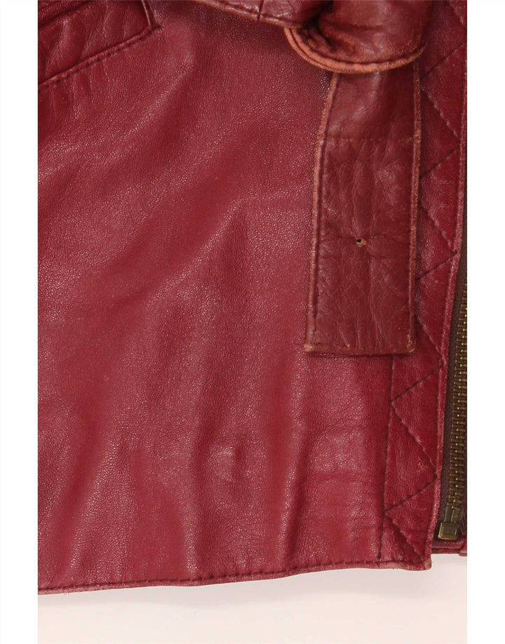 Vintage Γυναικείο Oversized Δερμάτινο Μπουφάν Biker EU 38 Medium Burgundy
