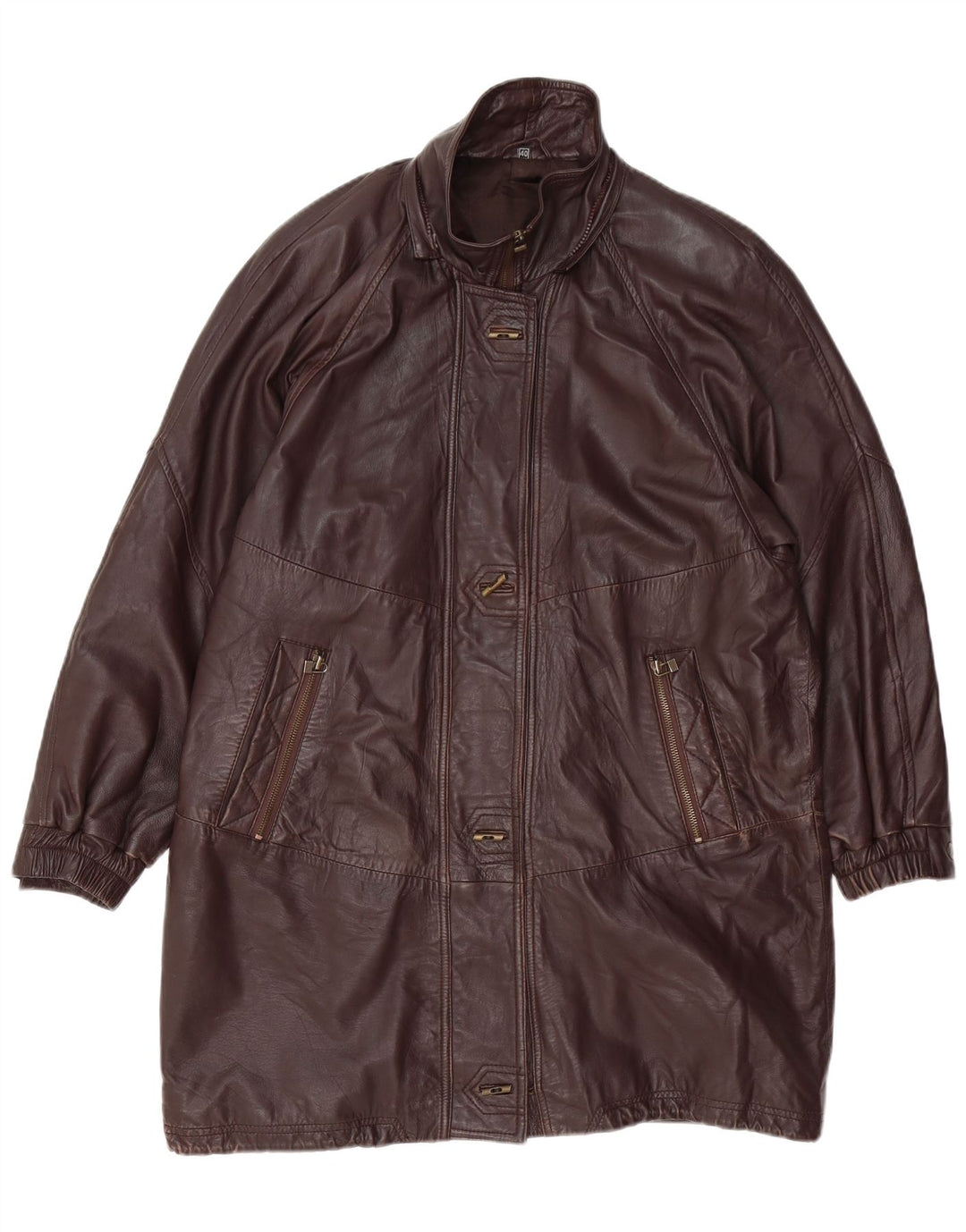 VINTAGE Γυναικείο Δερμάτινο Παλτό EU 40 Δερμάτινο Μεσαίο Καφέ